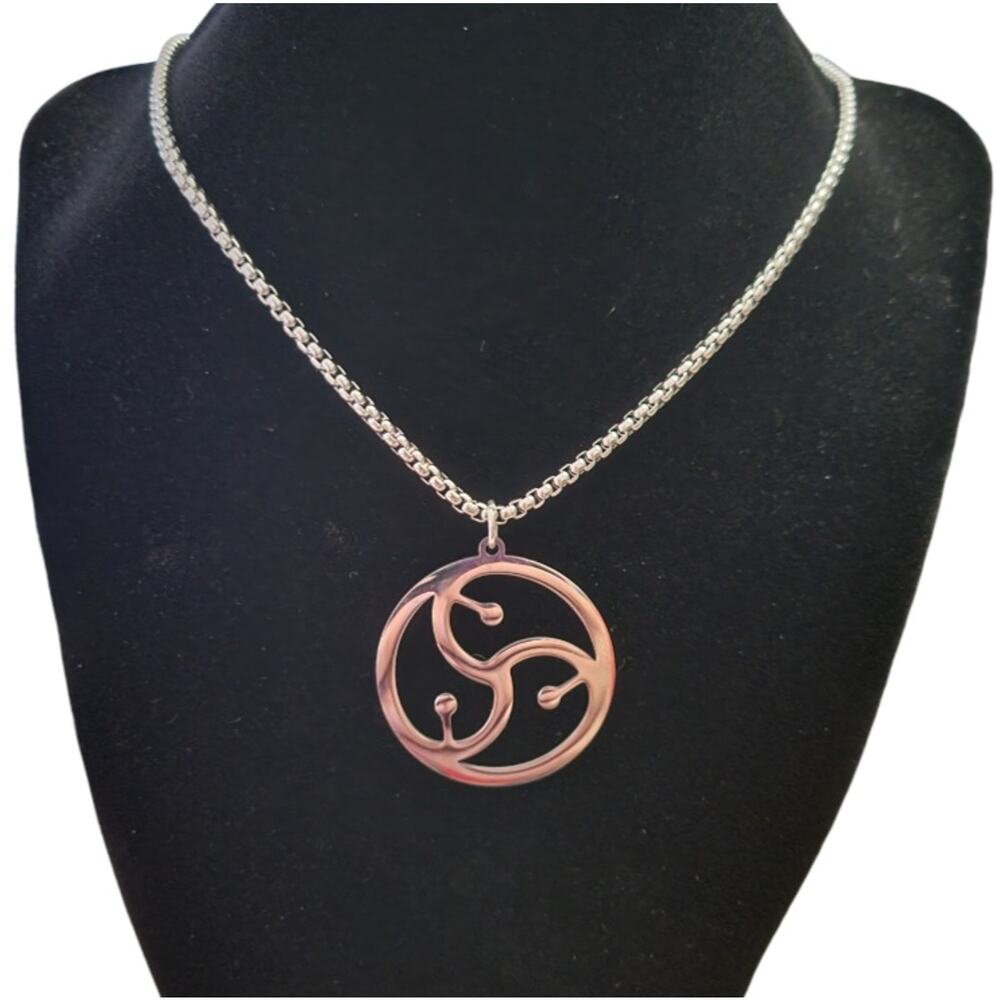 silver triskelion bdsm kink lifestyle stainless steel pendant necklace